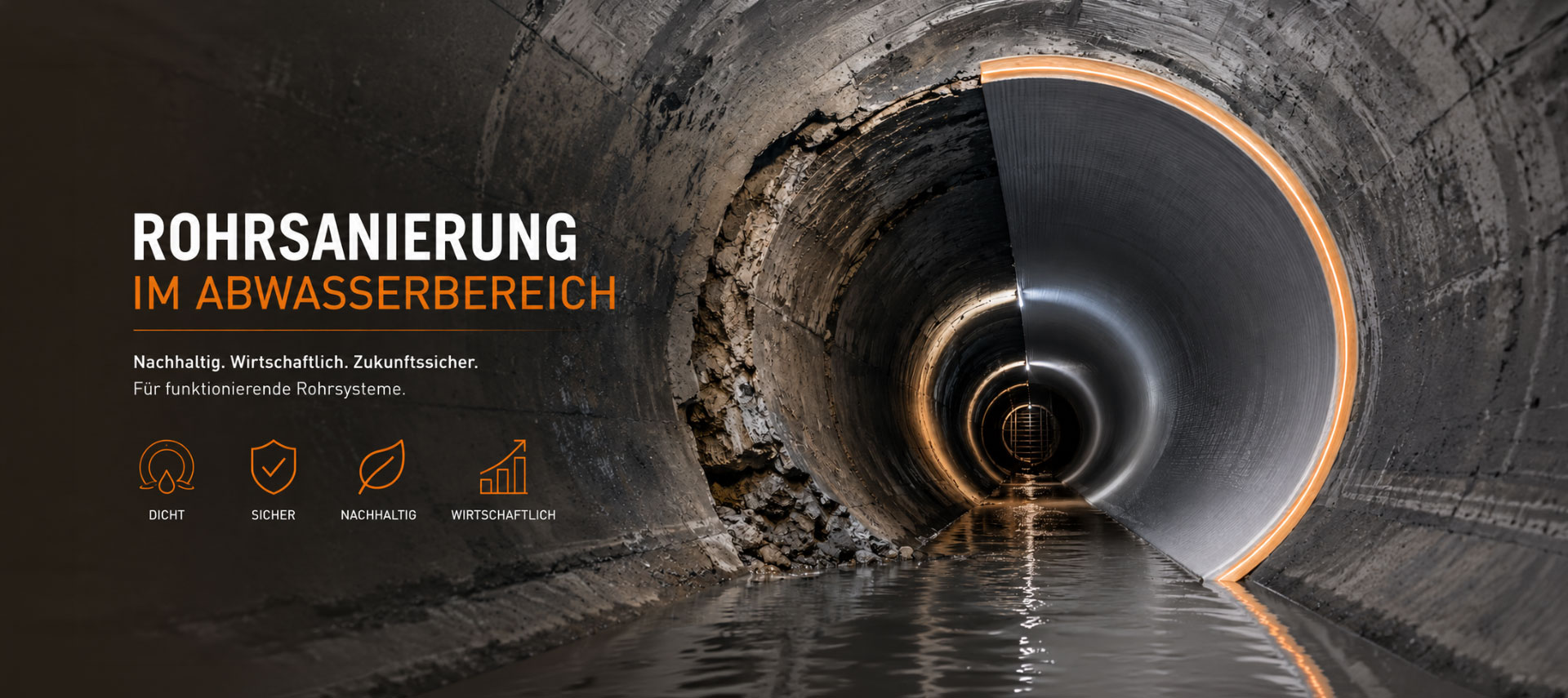 Rohr vor und nach der Sanierung